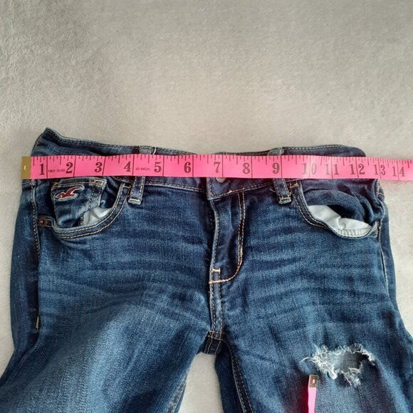 Hollister Juniors Size 1S 25 Medium Wash Distressed Straight Jeans - Picture 10 of 12